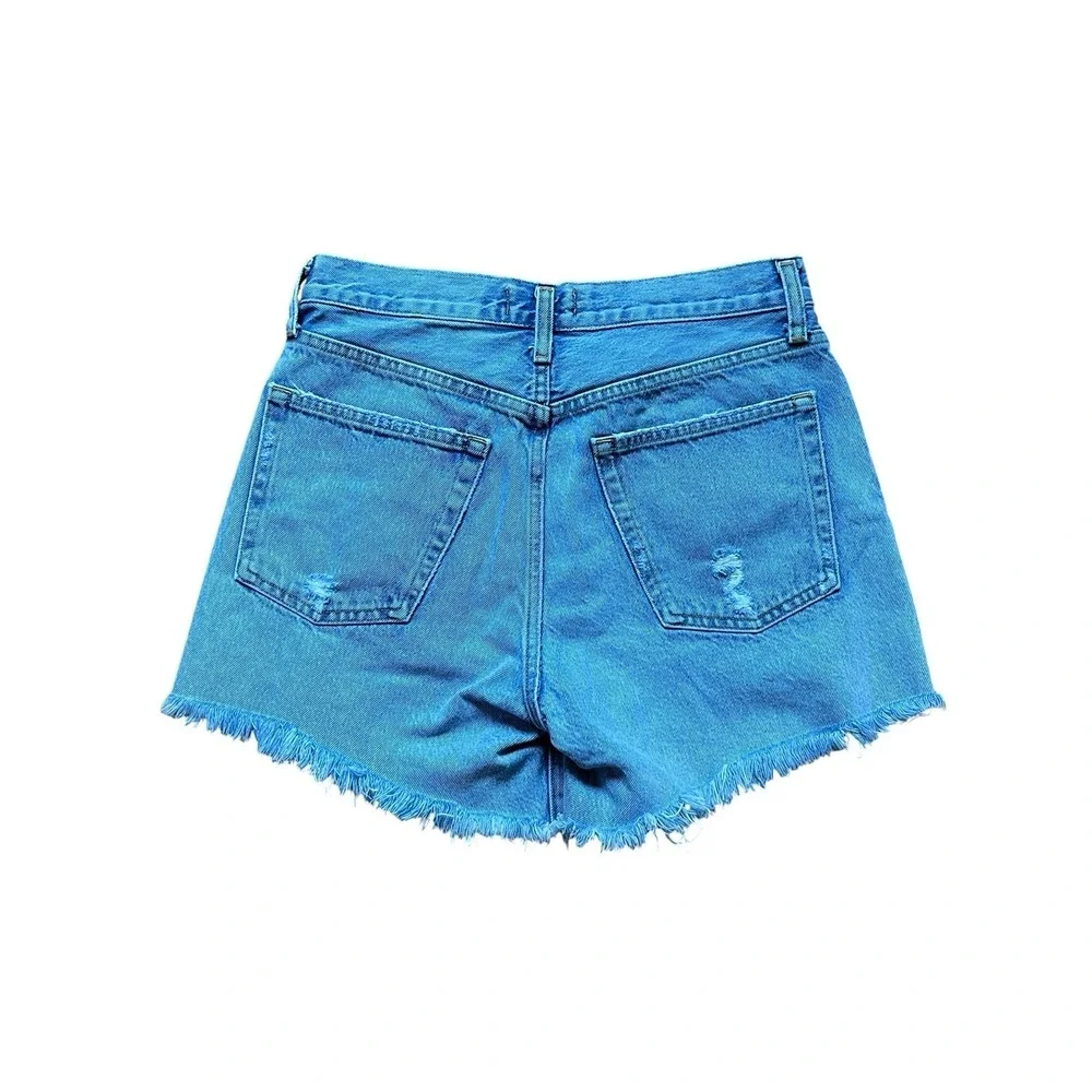 AGOLDE Womens Parker Long Distressed Light Wash Denim Jean Cut Off Shorts 26